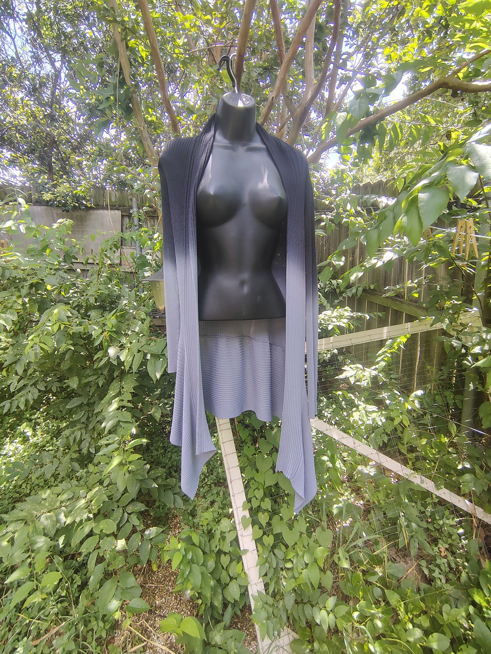 Draped Ribbed Open Cardigan - Blue Ombre